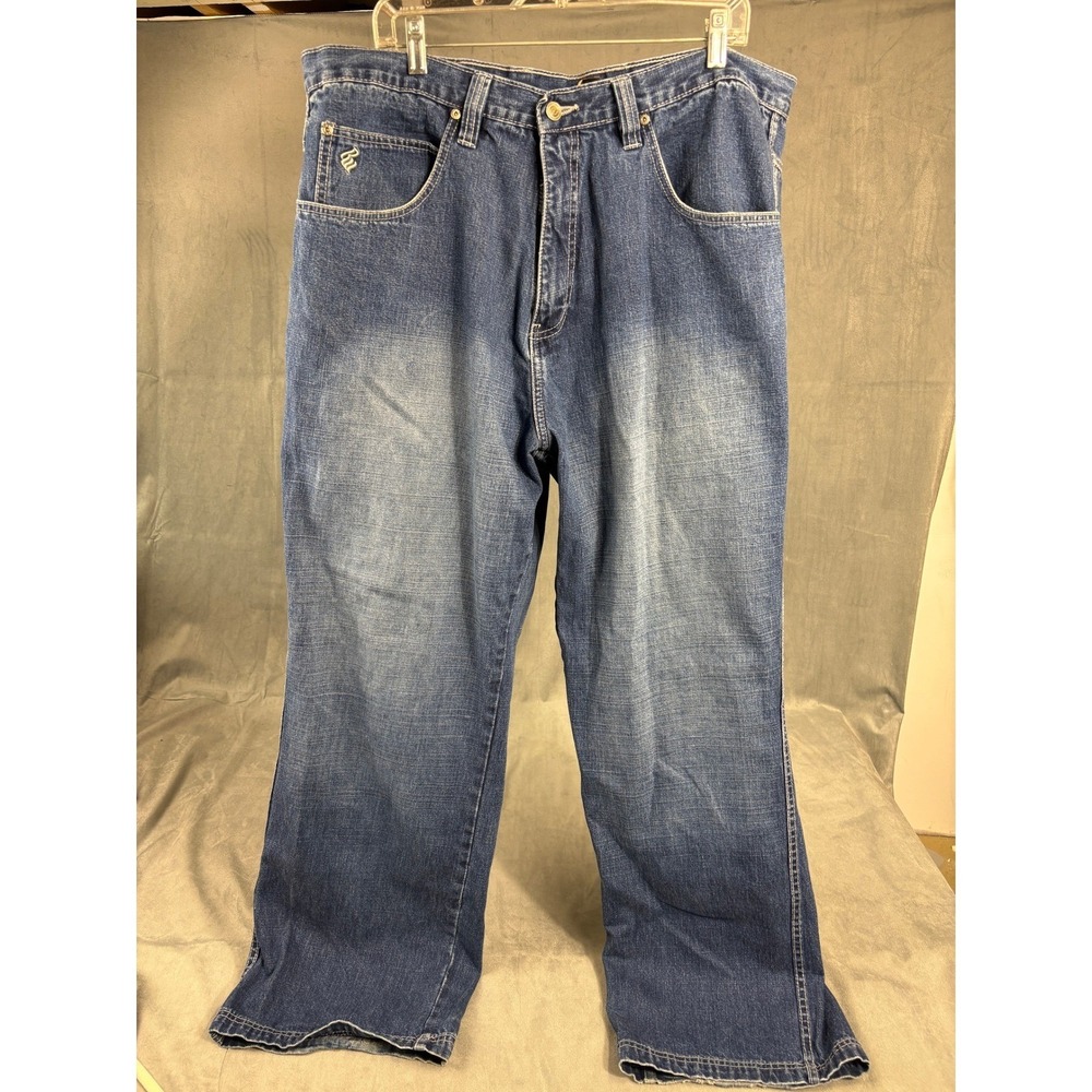 Vintage Rocawear Baggy Blue Y2K Jeans Size 40x31 Skater Grunge Logo Denim